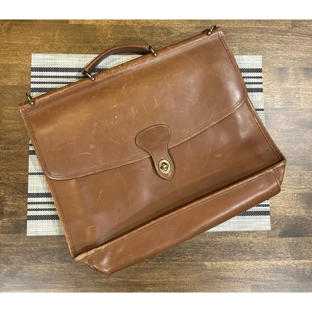 Vintage Jack Georges Leather Briefcase Crossbody Laptop Bag made in USA No Strap